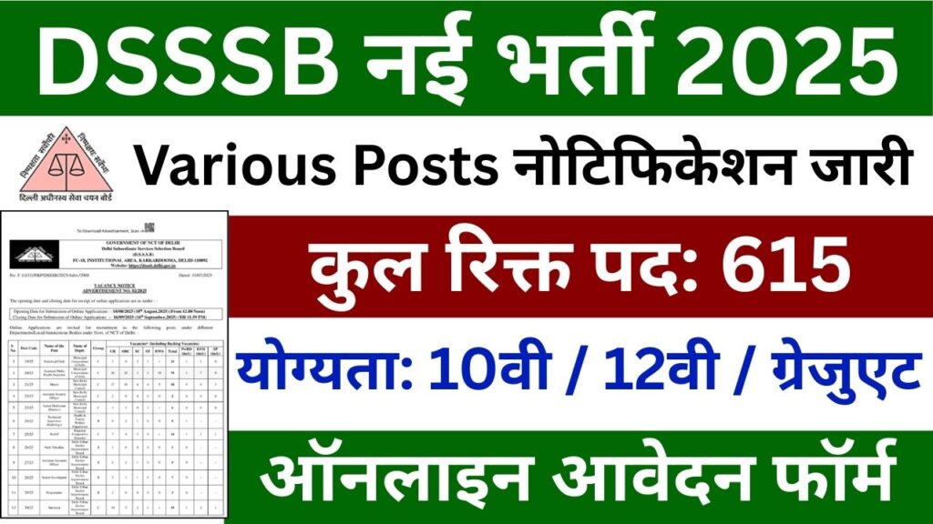 DSSSB Various Post Recruitment 2025