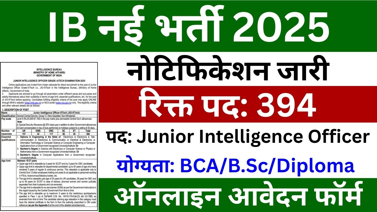 Intelligence Bureau Recruitment 2025